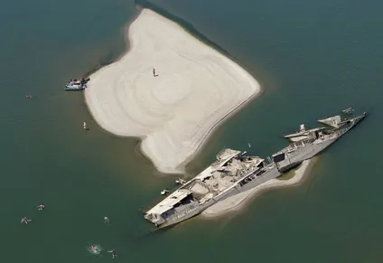 Sunken Nazi warships resurface as water levels drop