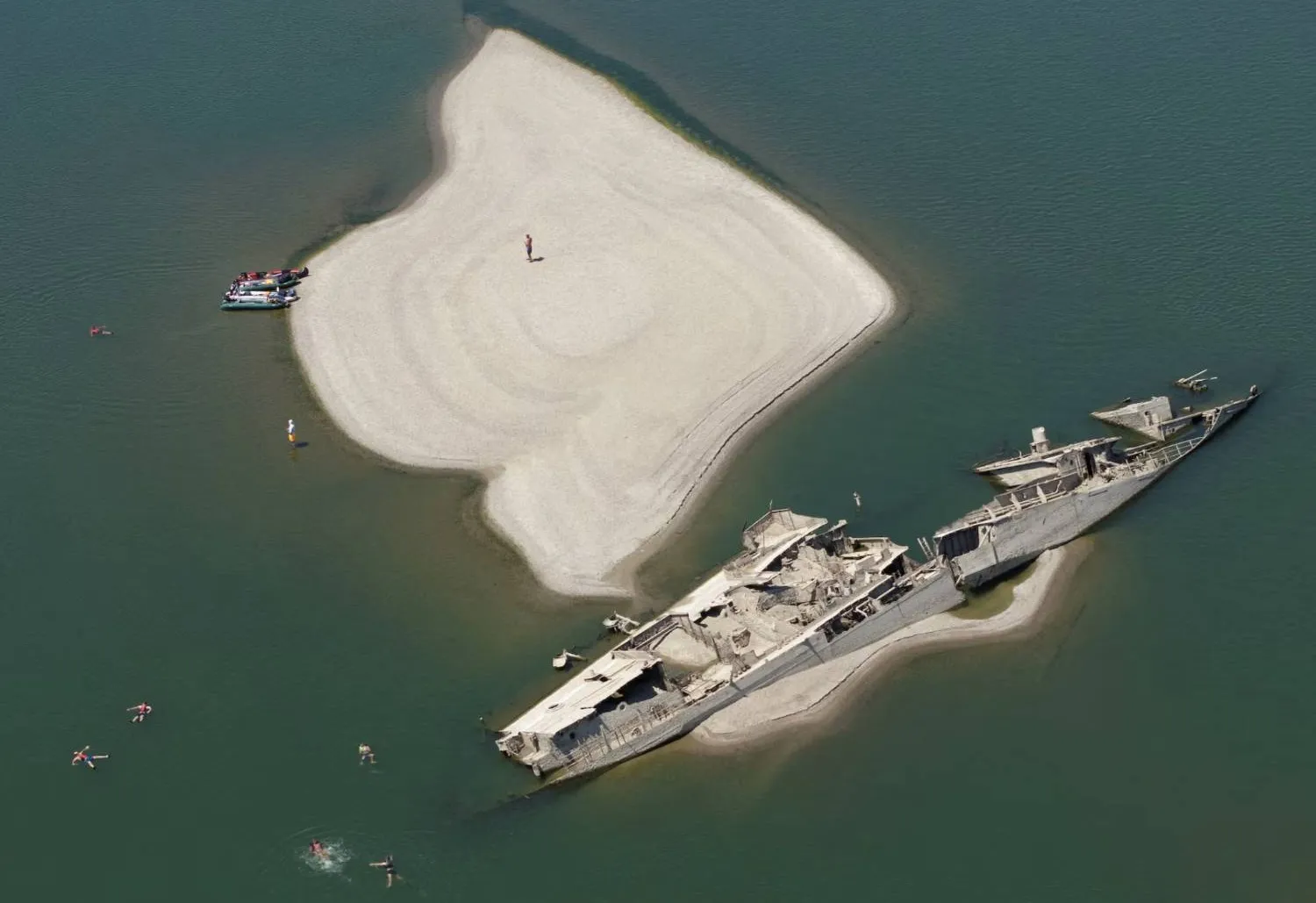 Sunken Nazi warships resurface as water levels drop