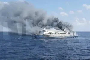 At least five dead, 41 missing after ferry catches fire off Indonesia